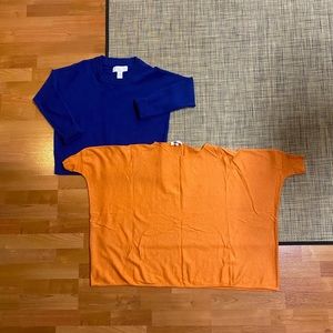 2 CASHMERE sweaters (moth nibbles) L